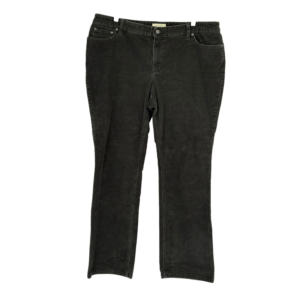 St. John's Bay Corduroy Pants Black Classic Fit Straight Leg 16 Average